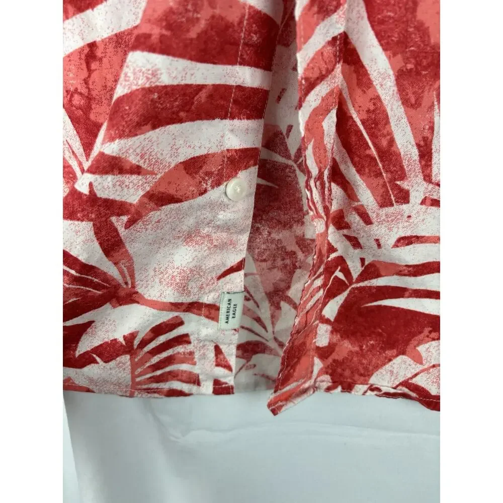 American Eagle Hawaiian Red Button Up Shirt Men's Short Sleeve Extra Large - Picture 4 of 8